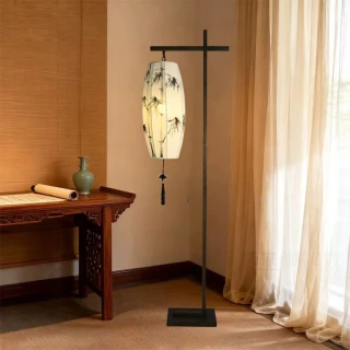 柏曼照明 客廳立式臺燈 檯燈 角落燈 邊燈 立燈落地燈 角落燈 新中式落地燈  鐵藝支架(47*166cm）