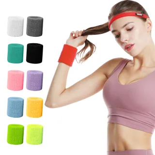 【AOLIKES 奧力克斯】棉質毛巾布吸汗護腕帶2入組(運動護腕 吸汗手腕帶 透氣護腕帶 瑜珈 有氧運動 健身)