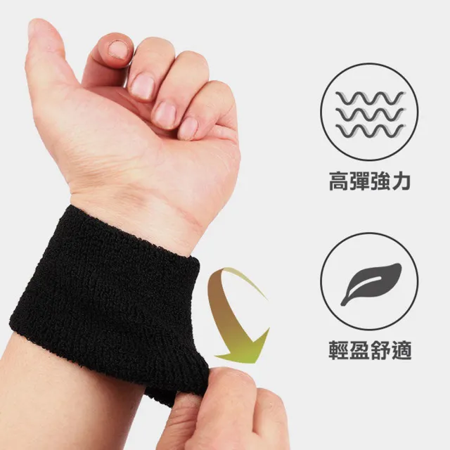 【AOLIKES 奧力克斯】棉質毛巾布吸汗護腕帶2入組(運動護腕 吸汗手腕帶 透氣護腕帶 瑜珈 有氧運動 健身)