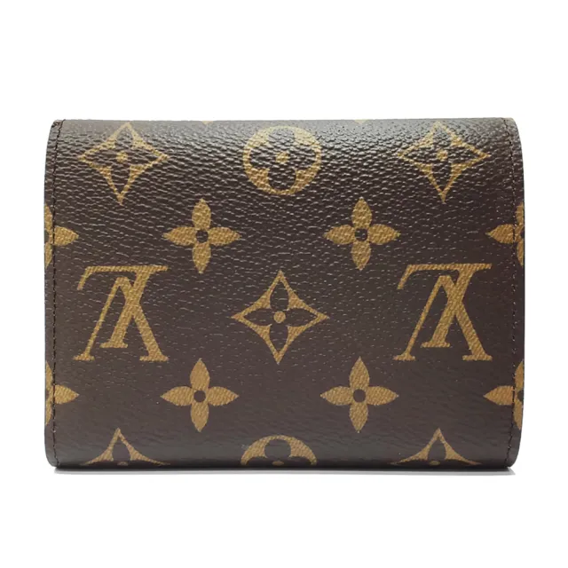 【Louis Vuitton 路易威登】M41938 經典Victorine系列經典Monogram帆布三折暗釦短夾(紫紅色)