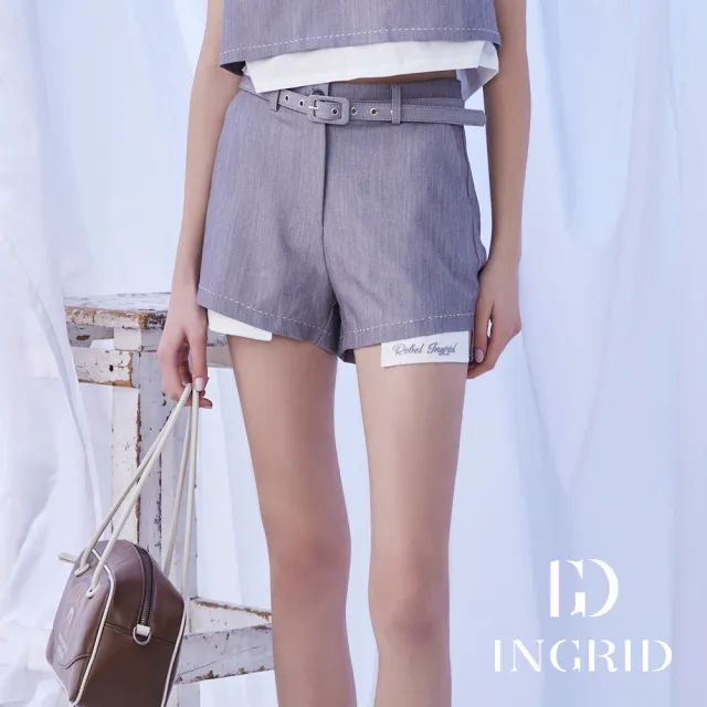 【IGD 英格麗】實體同步款-簡約口袋外露短褲-灰色