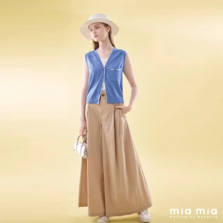 【mia mia】金屬環飾帶打褶寬口褲