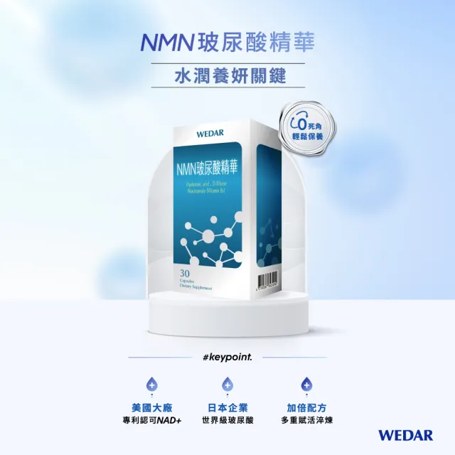 【Wedar 薇達】NMN玻尿酸精華 12盒組(30顆/盒.專利認可NAD+.日本玻尿酸)
