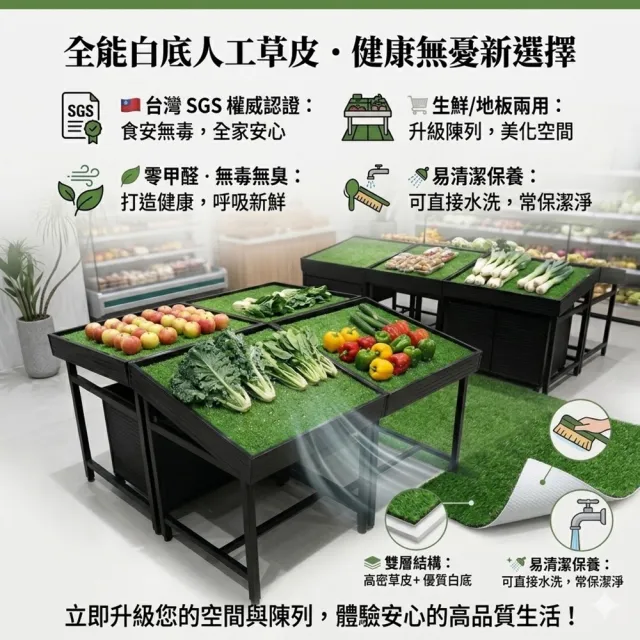 【poko】台灣SGS認證 人工草皮 無毒無甲醛 白色膠底款 仿真景觀草皮100x500cm 景觀草坪 草地毯 草皮 假草