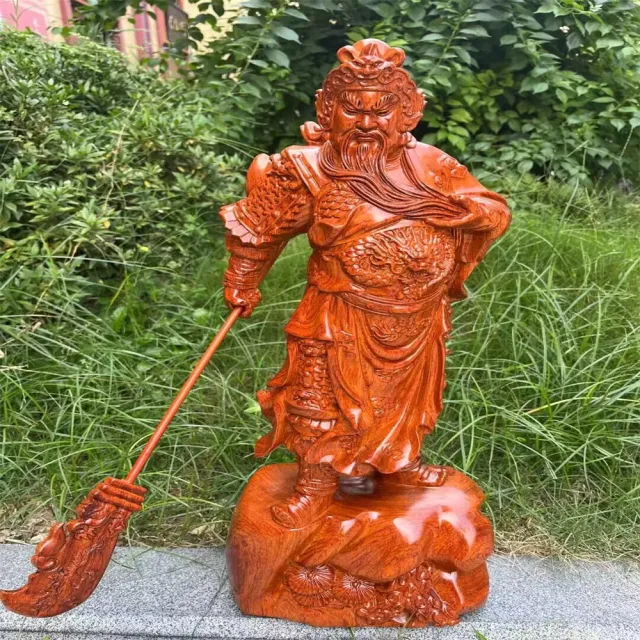 黑檀木雕像 關公像擺件 實木武財神關羽神像 家居玄關辦公室裝飾品 關雲長工藝品(關公神像 60cm)