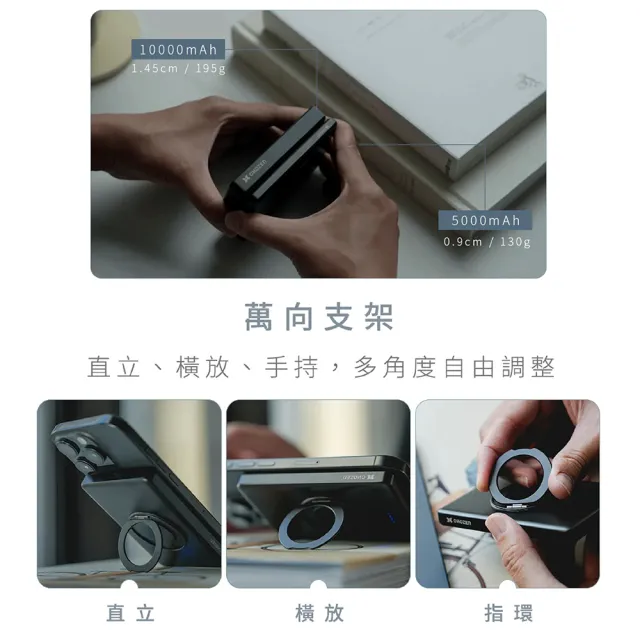 【CHOZEN】超薄磁吸固態行動電源5000mAh｜15W固態快充｜安全防爆｜旋轉支架｜航空可攜｜三色任選 E-PW20