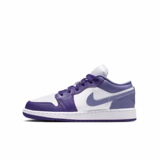 【NIKE 耐吉】AIR JORDAN 1 LOW GS 女鞋 大童 休閒鞋 運動鞋 AJ1 喬丹 白紫(553560551)