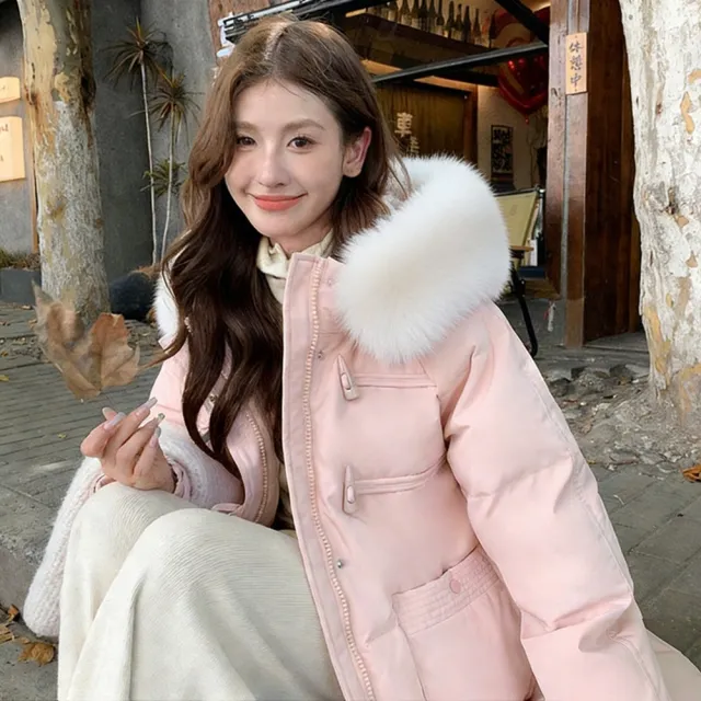 【巴黎精品】現貨出清 真90%白鴨絨真狐狸毛領羽絨外套(連帽女外套a1do48)