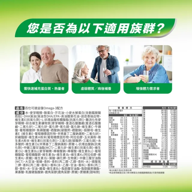 【Boscogen 百仕可】速益復Omega-3配方營養素250ml*24入(專利藻油 / 1.5倍濃縮熱量)
