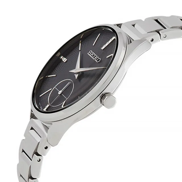 【SEIKO 精工】經典小秒針時尚腕錶-34mm/黑 情人節 送禮(6G28-00Y0D/SRKZ51P1)