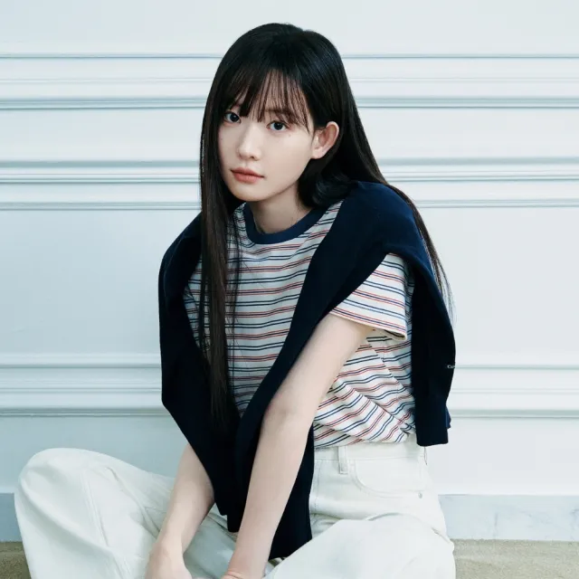 【COVERNAT】官方旗艦館 女款條紋T恤(WMS短袖上衣 YOON JI同款 藍/炭灰/海軍藍/象牙白色)