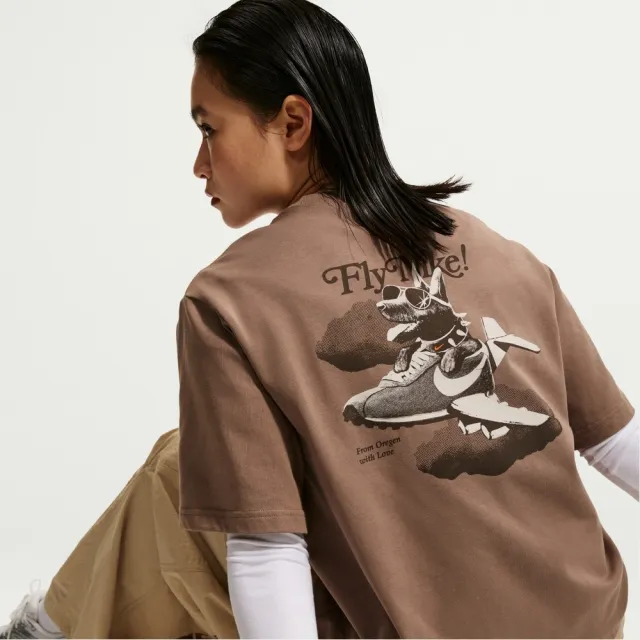 【NIKE 耐吉】短袖上衣 女 AS W NSW GFX TEE BOXY 運動 休閒 棕色 (IR7589214)