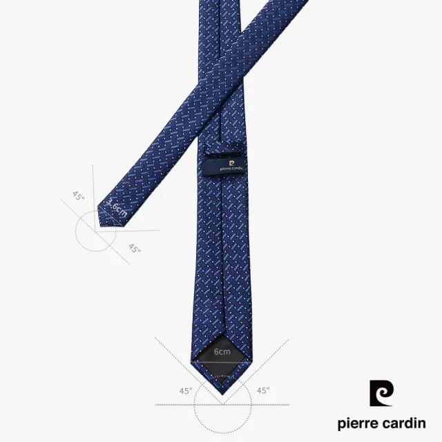 【pierre cardin 皮爾卡登】商務正裝男士百搭時尚品質高端手打緹花領帶-深藍花紋(SDD10326A-38)