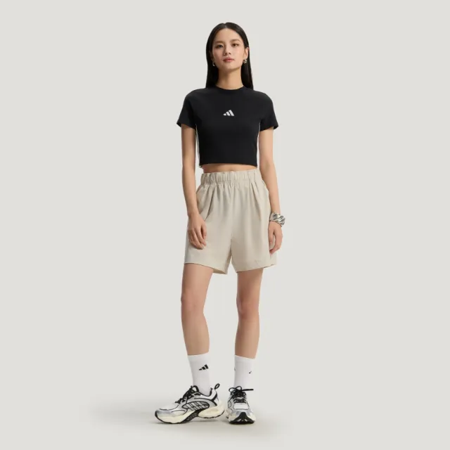 【adidas 愛迪達】短褲 女 休閒褲 FAV WV SHO 米白 KS5322 (L5204)