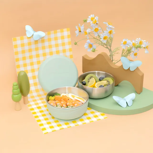 【CYD TERRA】PICABOO雙寶碗（雙碗組合/不銹鋼餐碗/防燙隔熱）(極簡收納 學生餐碗)