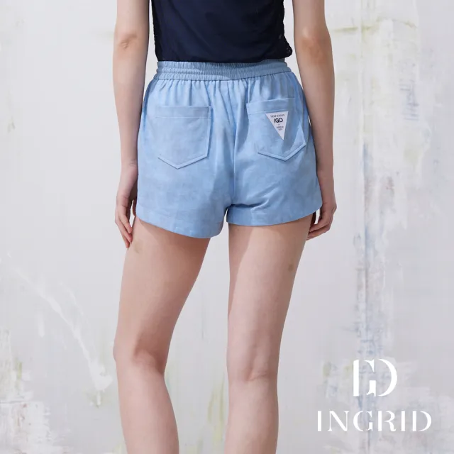 【IGD 英格麗】實體同步款-個性復古暈染休閒短褲-藍色