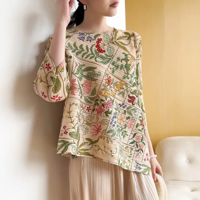 【巴黎精品】巴黎精品 現貨+預購 三宅風皺褶衣服褶皺上衣彈力女裝大尺碼(拚色設計寬鬆女T恤12色b2a3)