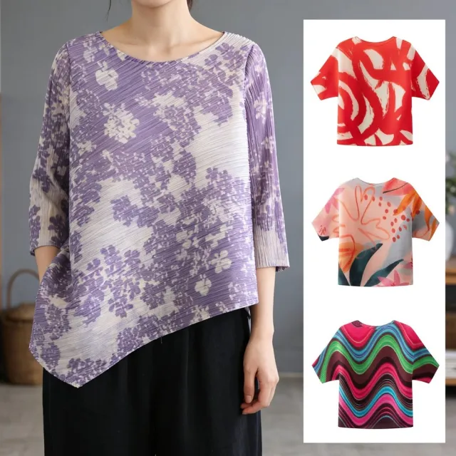 【巴黎精品】巴黎精品 現貨+預購 三宅風皺褶衣服褶皺上衣彈力女裝大尺碼(拚色設計寬鬆女T恤12色b2a3)