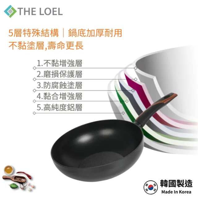 【THE LOEL】原礦不沾鍋深炒鍋30cm(韓國製造 電磁爐/瓦斯爐/IH爐可用鍋)