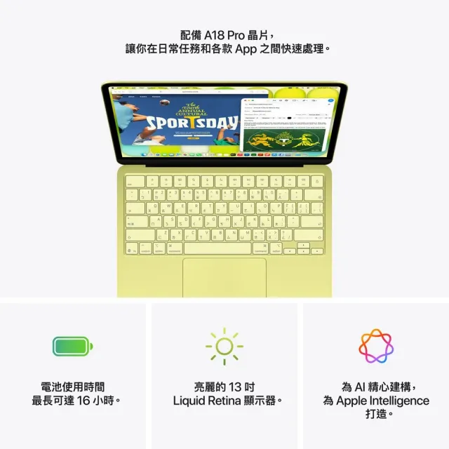 【Apple】MacBook Neo 13吋 A18 Pro 晶片 6核心CPU 與 5核心GPU 8G/256G SSD/巧控鍵盤(2026)