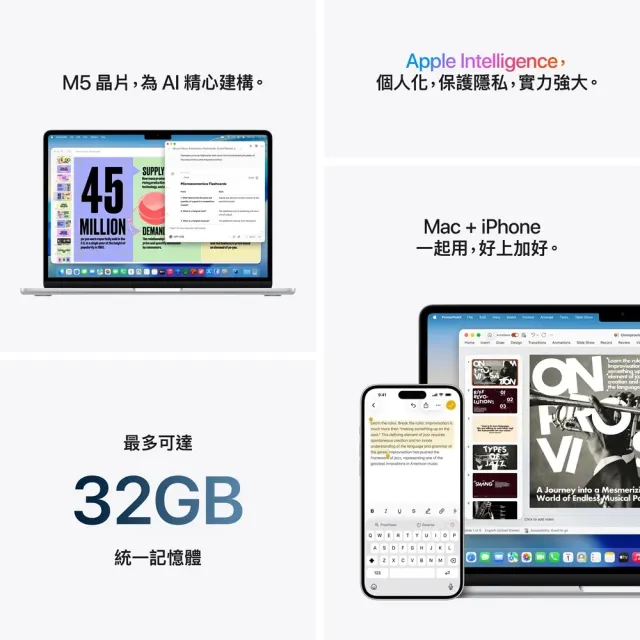 【Apple】Macbook Air 15.3吋 M5晶片 10核心CPU 與 10核心GPU 24G/1TB SSD (2026)