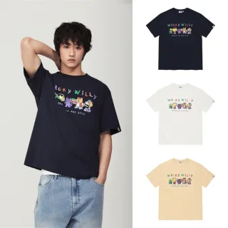 【Wacky WiLLY】官方旗艦館 KIKY Friends印花短袖上衣(UNI短袖上衣 海軍藍/白/黃色)