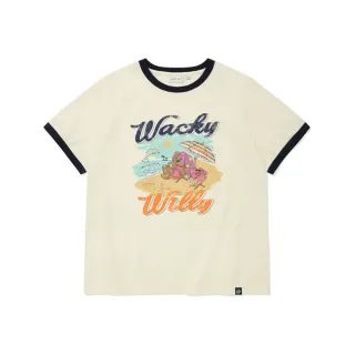 【Wacky WiLLY】官方旗艦館 女款夏季圖案滾邊短袖上衣(WMS短袖上衣 奶油白色)
