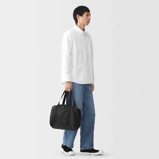 【MUJI 無印良品】可折疊撥水加工旅用波士頓包(適用36L拉桿箱)黑色25×36×23ｃｍ