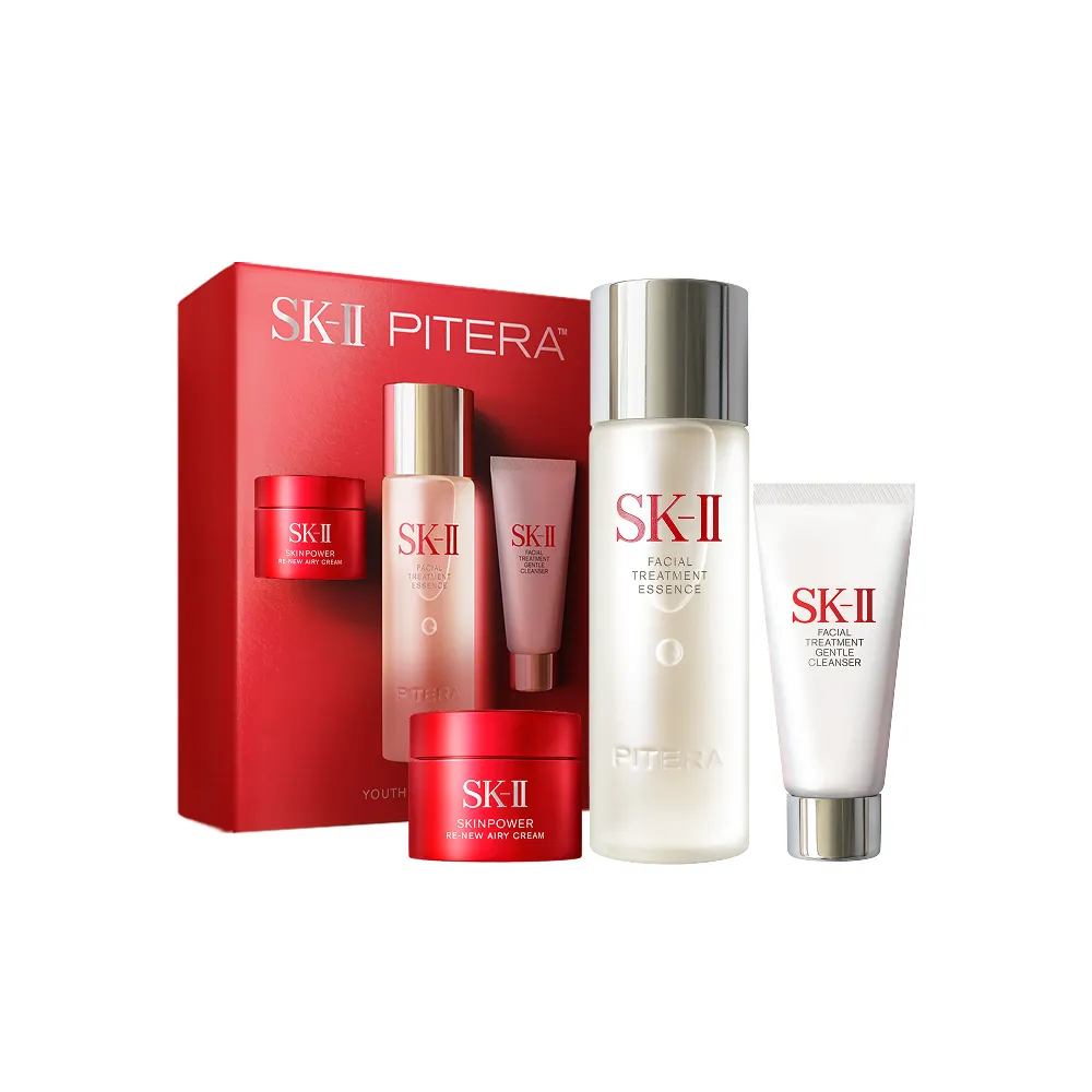 【SK-II】官方直營 PITERA新客組入門緊緻嫩肌套裝(青春露75ml+活膚霜15g+潔面乳20g/禮盒)