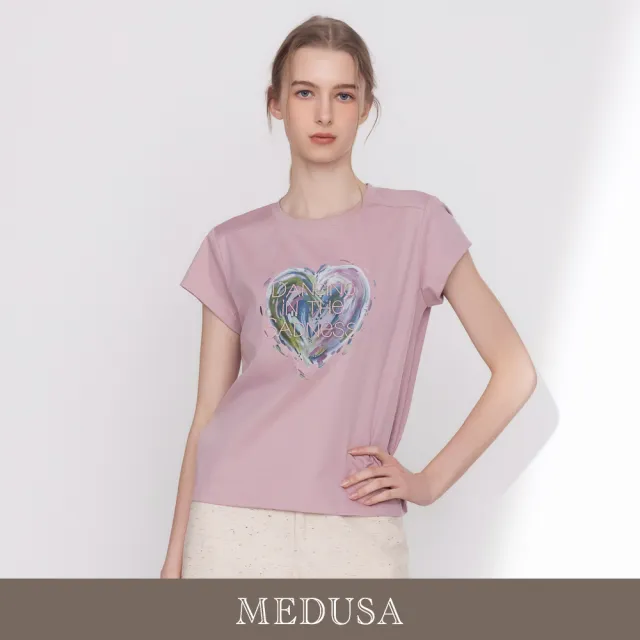 【MEDUSA 曼度莎】現貨-彩繪愛心印花圓領短袖T恤 - 2色（M-XL）｜短袖T恤 休閒穿搭 休閒上衣