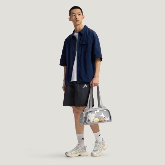 【adidas 愛迪達】Ita X- Body Bag 側背包 肩背 斜背 灰 透明口袋 收納(KX9623)