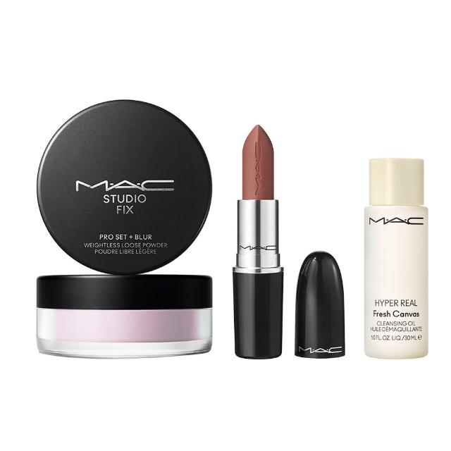 【M.A.C】輕透持妝水唇美肌組(超持妝輕透濾鏡蜜粉6.5g+超水感持色水唇膏3g)