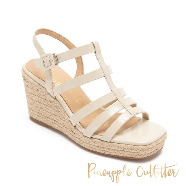 【Pineapple Outfitter】復古線條羅馬楔型涼鞋ISANNE(鏡白色)