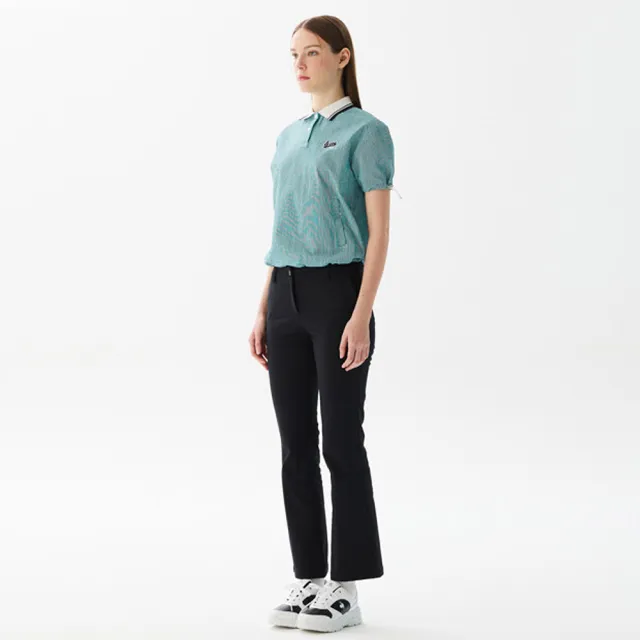 【LE COQ SPORTIF 公雞】高爾夫系列 女款黑色彈力修身長腿俐落感長褲 QLX8K811