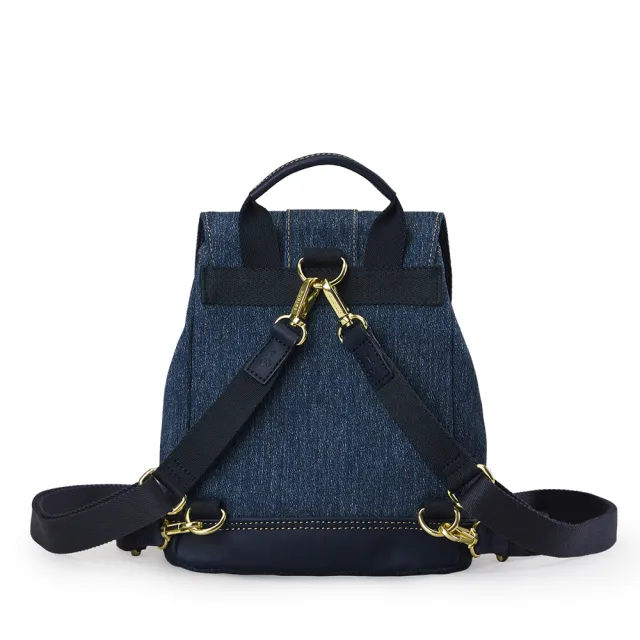【satana】Denim 丹寧牛仔 磁釦式小後背包 可側背 輕量防潑水 台灣製 SDNN0370 - 深丹寧藍