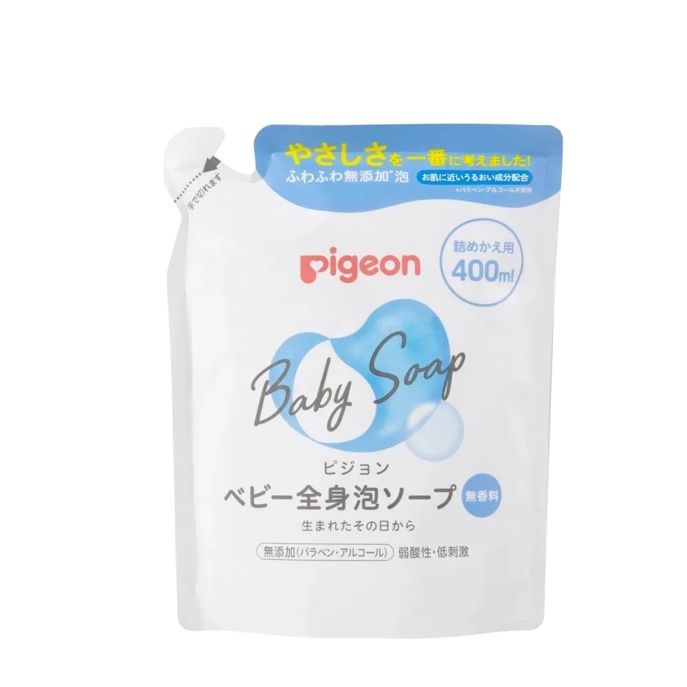 【Pigeon 貝親】泡沫沐浴乳補充包 400ml(嬰兒洗澡 沐浴  洗髮)