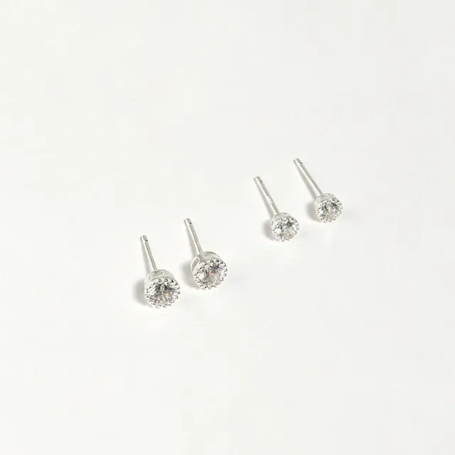 【vacanza】925純銀飾品｜單顆鑲鑽 純銀耳環 (抗過敏 情人節禮物 生日禮物)