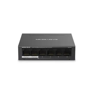 【Mercusys 水星】6埠 port10/100Mbps 桌上型4埠PoE+ 乙太網路交換器 金屬殼 隨插即用 switch hub(MS106LP)