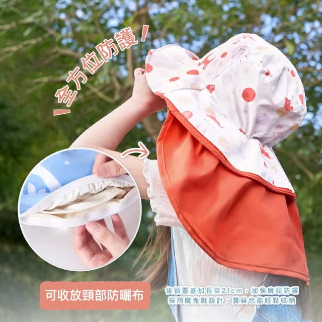 【Brille Brille】UPF50+ 海馬系列 兒童防曬帽 兒童護頸防曬帽(頸部完整覆蓋避免曬傷)