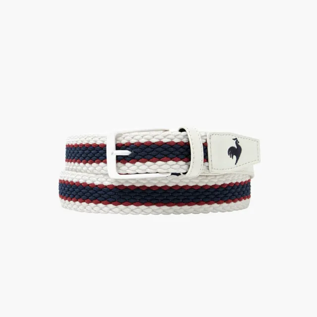 【LE COQ SPORTIF 公雞】高爾夫系列 男款白色舒適透氣百搭款皮帶 QGX0J200