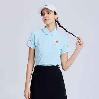 【LE COQ SPORTIF 公雞】高爾夫系列 女款淡藍色吸汗速乾防曬透氣短袖POLO衫 QLX2T206