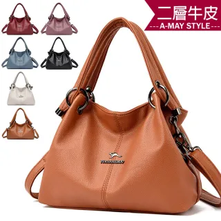【Amay Style 艾美時尚】現貨 女包 真皮包 側肩包 時髦感釦環肩背手提水餃包(6色)