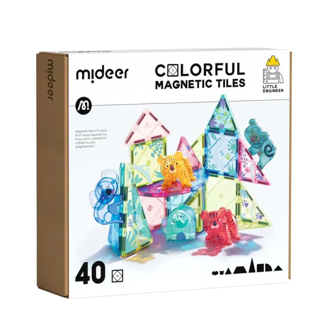 MiDeer 多彩透光磁力片 - 動物叢林(40片)