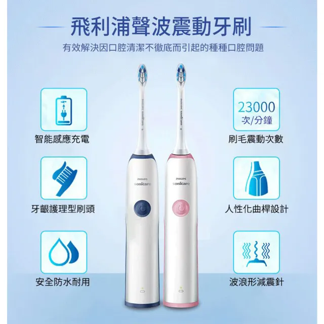 【Philips 飛利浦】聲波震動牙刷/電動牙刷HX3226藍色(平行輸入品贈藍光噴霧無線消毒槍CME-SK800)