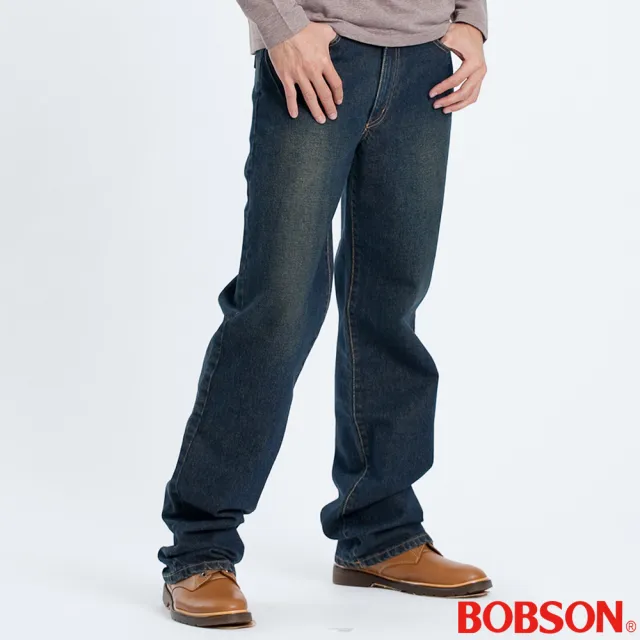 【BOBSON】男款復古刷色中直筒褲(9007-53)