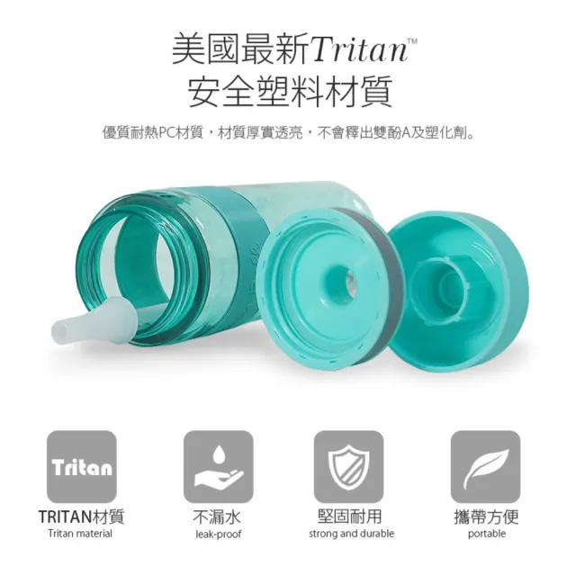 【GREEN BELL 綠貝】Tritan防滑吸管水壺800ml-3色任選(大容量 耐摔 易洗 運動 不含BPA)