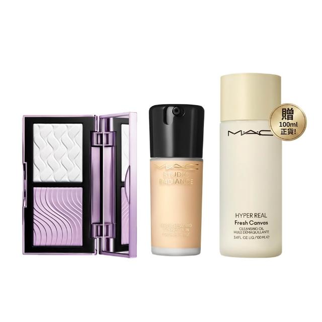 【M.A.C】奢光濾鏡定妝組(口袋雙色濾鏡蜜粉餅+超持妝奢緞粉底精華_雙11限定)