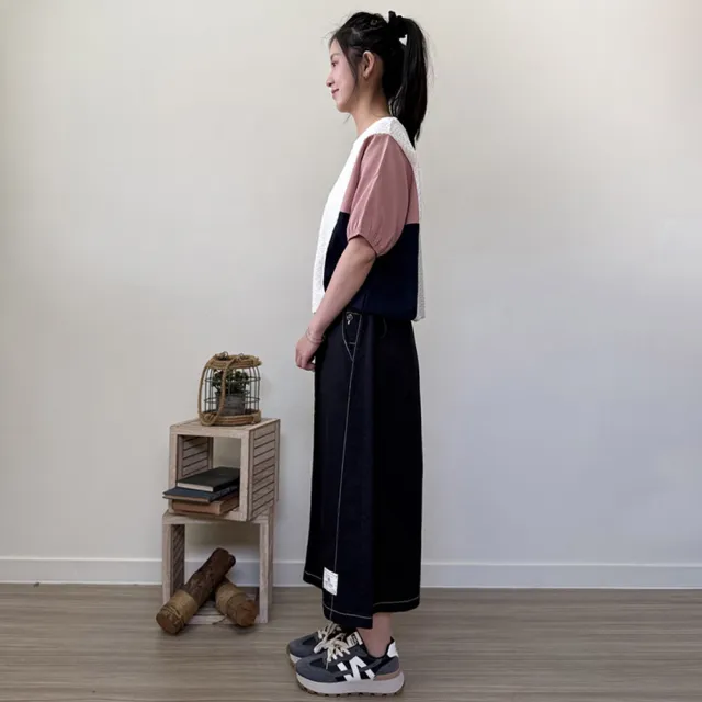 【Hana Mokuba】花木馬日系女裝圓領幾何拼接上衣