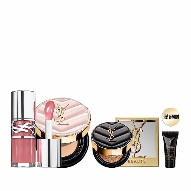 【YSL】官方直營 超模光感嫩唇彩妝組(超模光感精華水氣墊+情挑誘光嫩唇凍)
