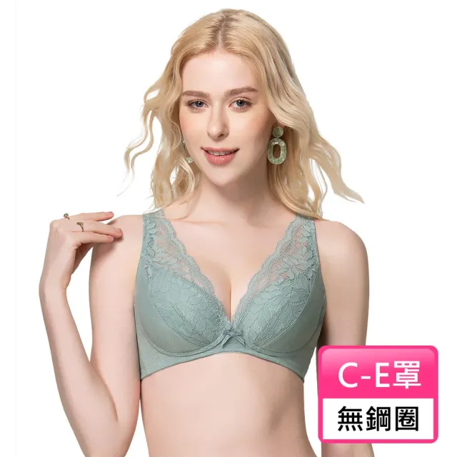 【Swear 思薇爾】有氧森活系列C-E罩無鋼圈蕾絲包覆女內衣(光譜綠)_出清品